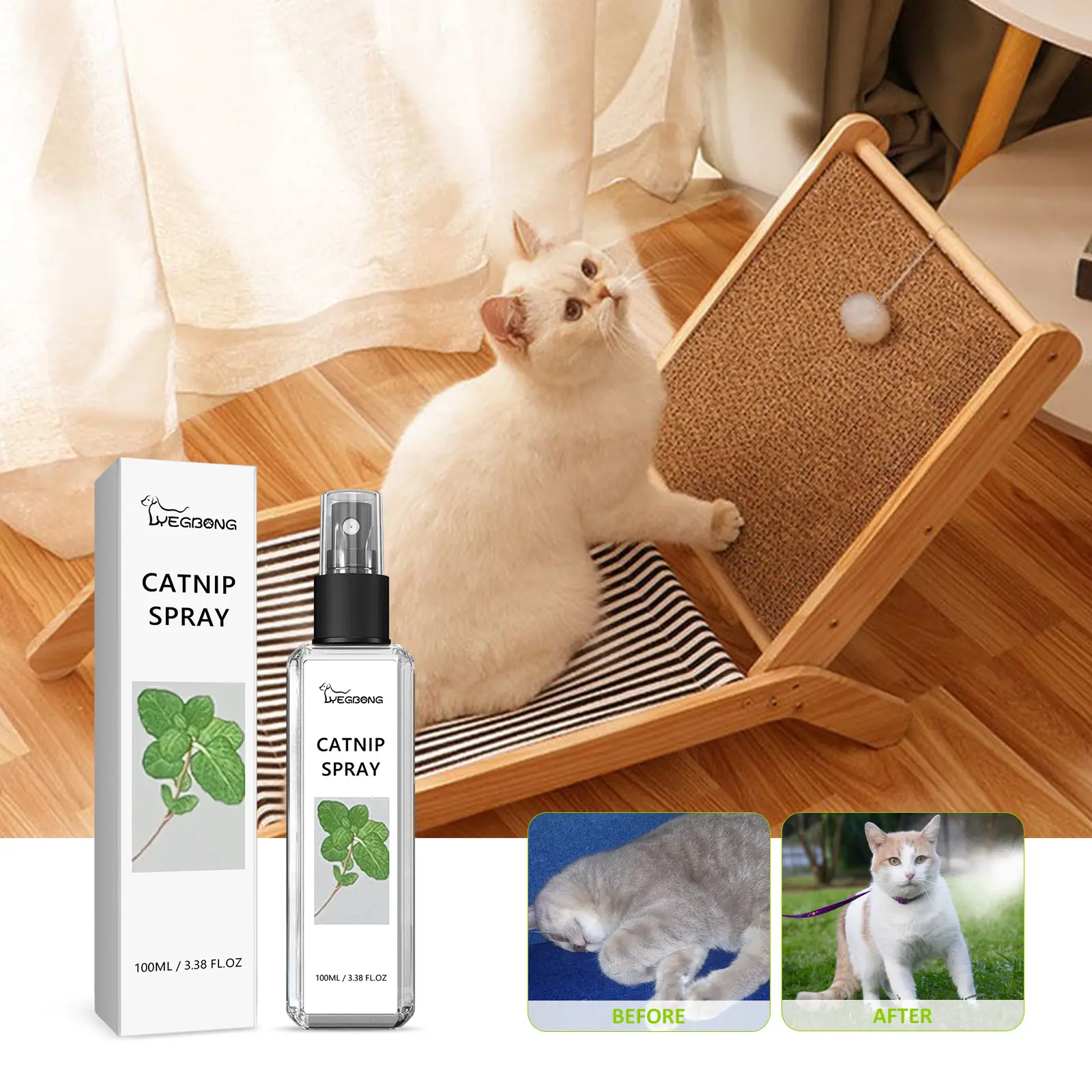 Catnip Spray to Relieve Cats' Anxiety and Boost Pet Energy - Healthy Care Spray