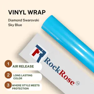 RockRose Diamond Car Vinyl Wrap Sky Blue