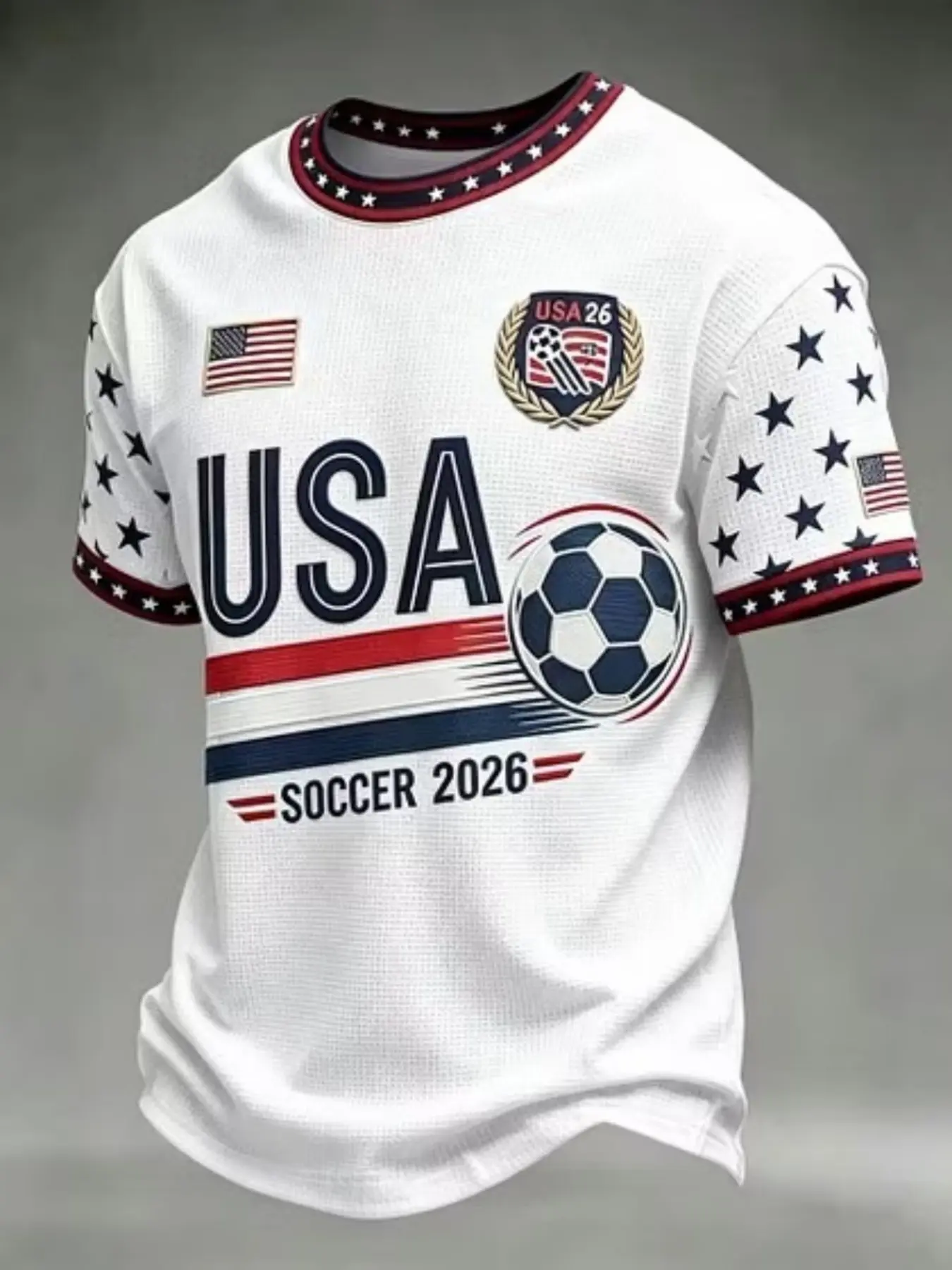 Men's Summer Casual Breathable Short Sleeve Round Neck T-Shirt, High-Quality 3D Print, Independence Day Party Soccer T-Shirt, All Seasons, Breathable Summer Top