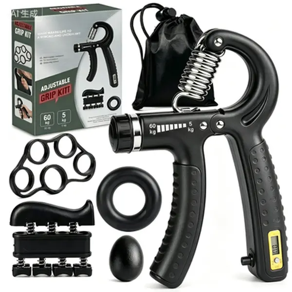 COUNTADOLLAR Unisex Functional Contoured Ergonomic Grip Strength Trainer Kit - 5-Pack Silicone Set with Counter, Adjustable Hand Gripper for Forearm Workout, Wrestling, Baseball, Stress Relief, Portable for Women