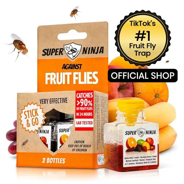 HOT ITEM 2026!!! Super Ninja Fruit Fly Traps for Indoors, 4 Pack | Fruit Flies Catcher for Home & Kitchen with Adhesive Back, Kids & Pets Friendly, Upto 3 Weeks of...