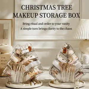 Rotating Makeup Organizer Large Capacity Desktop Cosmetic Storage Box Multilayer Skincare Lipstick Eyeshadow Display Holder For Vanity Dresser Home Daily Use