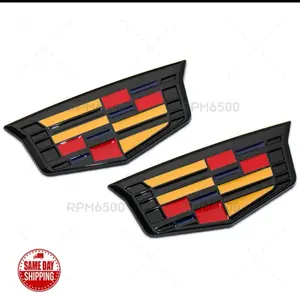 2x New Cadillac Fender Marker Side Body Logo Badge Emblem Car Decoration Sport V