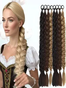 KAIRIYA 24 inch Braided Synthetic Ponytail Extension with Attached Hair Tie - Straight Style for Everyday Wear
