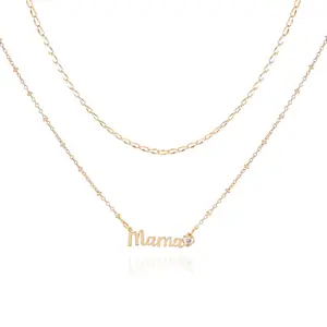 Time and Tru Women's Gold Tone Mama Layered Necklace Set, 2-Piece