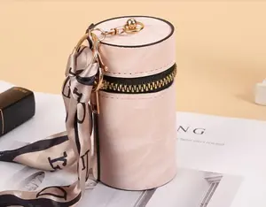 Vintage Style Mini Coin Purse with Scarf Decoration for Everyday Use & Travel Ideal for Lipstick AirPods Keys Simple Elegant Design