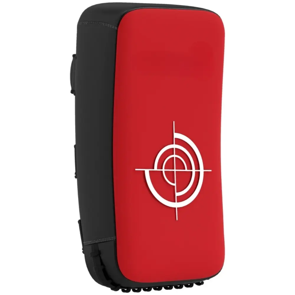 Curved Kick Shield with Ergonomic Handle, Adjustable Straps & PU Cover, Durable Curved Form Ergo Handle Pad for Martial Arts Training, Boxing Sparring Use, Red, Training Use