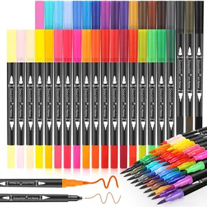 36 Colors Numbered Dual Tip (Brush and Fine Point) Art Markers for Adult Coloring Books, Note Taking Planner Hand Lettering Calligraphy Drawing Journaling