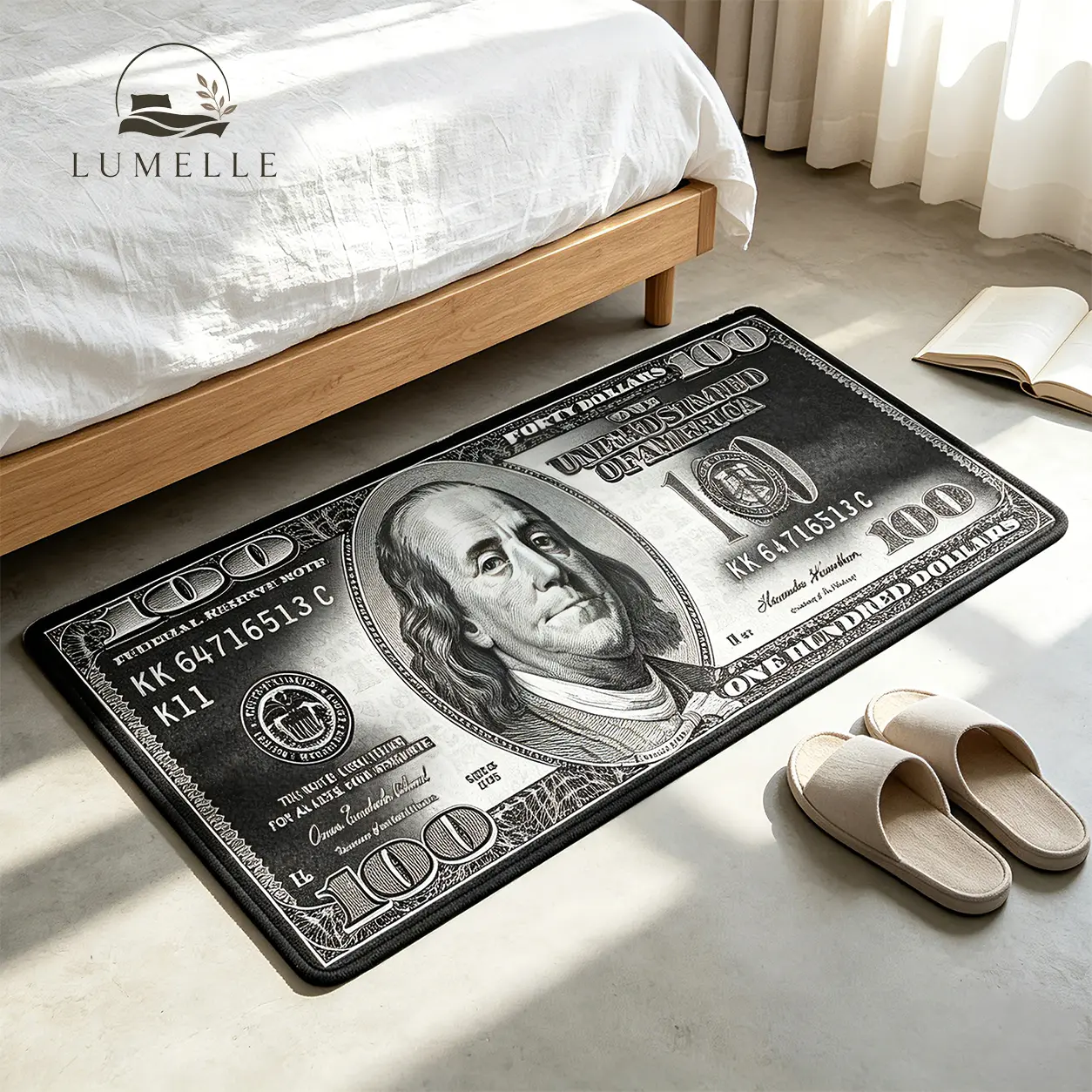 Dollar Pattern Bedside Rug Runner Long VintageRug Soft and Comfortable Machine Washable Easy to Clean Easy to Clean for Living Room Bedroom Kitchen Bathroom Hallway and Corridor