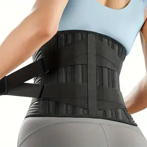 6 Stays Breathable Back Support Belt - Lower Back Waist Trainer for Women - Anti-Skid Compression Band with 16-Hole Mesh for Gym & Work