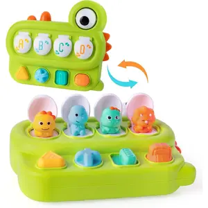 F-SRT05  Cause and Effect Pop Up Dinosaur Baby Toy 6-12 Months, Sensory Early Learning Fine Motor Skills Toy for Toddler Boy Girl 9 11 Months
