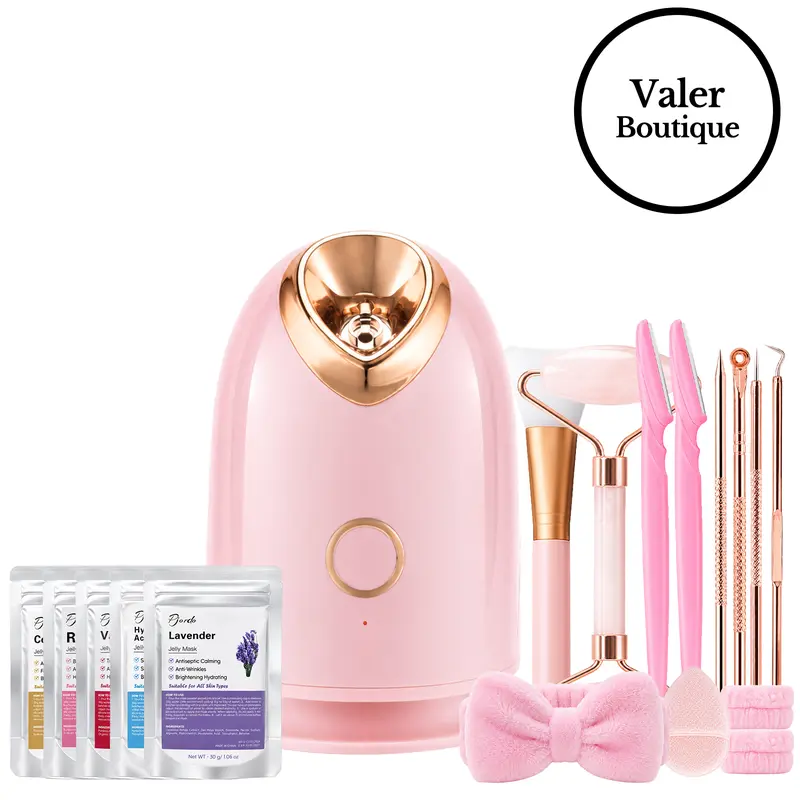 20 Counts Facial Steamer Spa Kit with 7 Skin Care Tools Nano Ionic Face Steamer for Deep Cleaning Unclogs Pores Home Sauna Self Care Gifts with Brush Cleansing