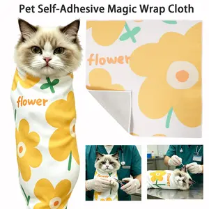 Cat Self‑Adhesive Wrap, Anti‑Escape Anti‑Scratch Bite‑Resistant Pet Restraint Towel for Nail Trim Ear Care Medicine Feed, Soft Tear‑Resistant Magic Fabric Secure Sticky & Gentle‑On‑Pets Multi‑Use Wrapping Cloth for Kitten Puppy Grooming & Cosmetic Storage