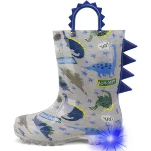 P-SOK031   Toddler Boys Adorable Dinosaur Light Up Rain Boots
