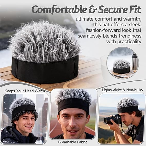 Mens Novelty Hair Hats Spiked Funny Wig Hat Wig Peaked Baseball Hat for Men Women Beanie Hats