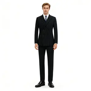 Trendy Men's Double-Breasted Slim Fit Striped Suit Set High-Quality Formal Wear for Weddings & Business Events Stylish Men's Dress Suit bedazzled  suit business jacket luxury  suits Plaid Prom Suit Set men 2 piece sets slim fit