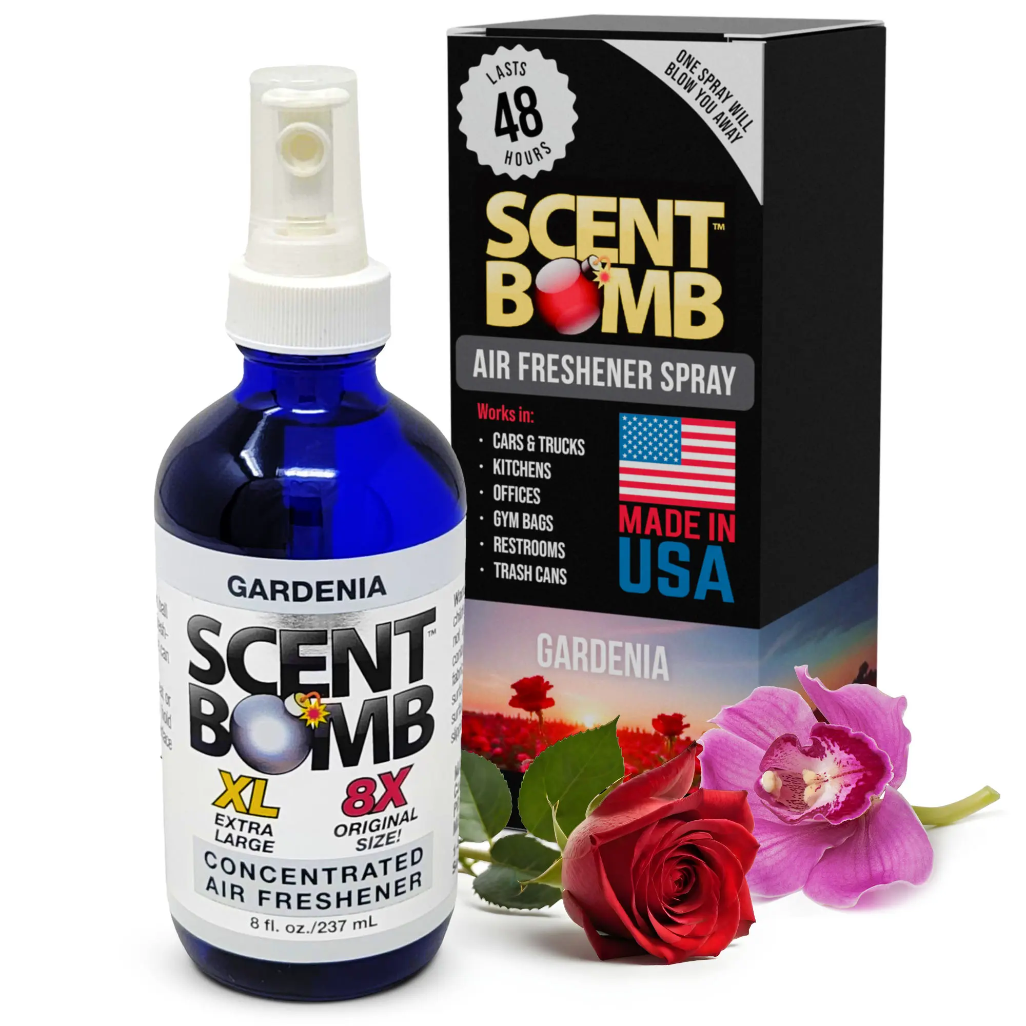 Scent Bomb Gardenia Air Freshener Spray, Long-Lasting Odor Eliminator for Home & Car, Effective Deodorize for Kitchen, Bathroom, Fresh Room Spray & Smell Neutralizer