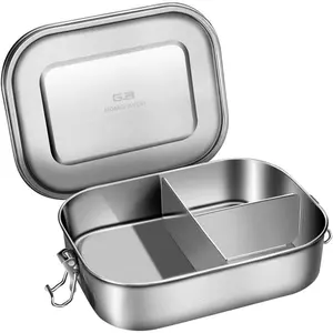 Leak Proof Stainless Steel Bento Box, Metal Lunch Container with 3-Compartment, 1200ML, Suitable for Snacks and Salad, Dishwasher Safe