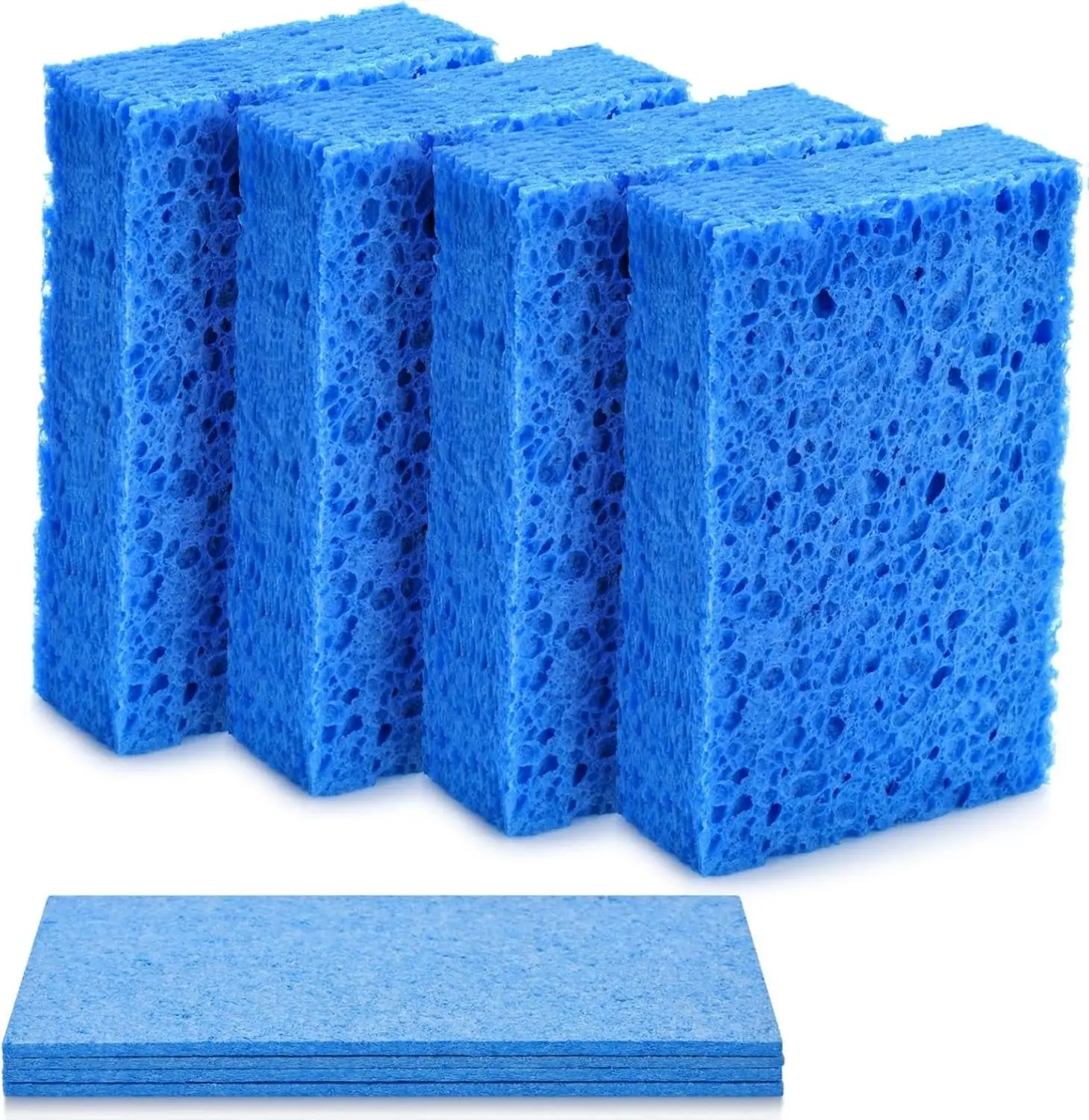4PCS Compressed Stainless Kitchen Sponges - Scratch-Resistant Dual-Sided Multipurpose Cleaning Sponges for Dishes, Utensils, Space-Saving Household Scrub Tools