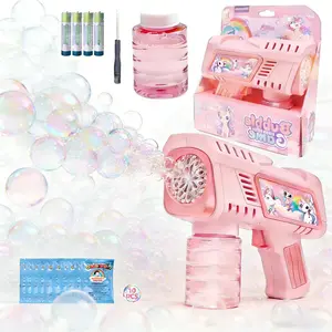 Bubble Gun for Kids with LED Lights & Leak-Proof Design Outdoor Toys for Boys Girls Party Favors Summer Toy Birthday Gifts Easter Bubbles for Wedding Favors