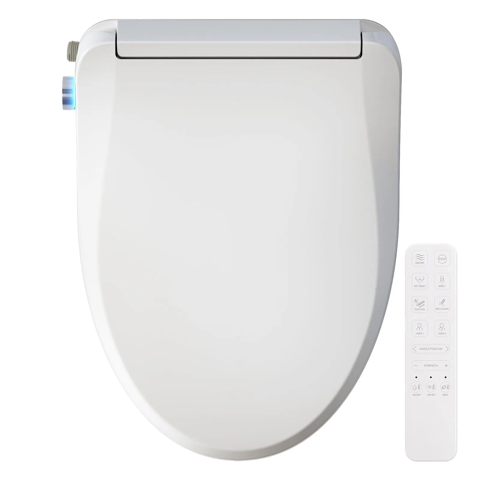 Clirass C300 Electric Bidet Toilet Seat, Smart Bidet, Remote Control, Heated Seat, Night Light, Oxygen-Enriched Water Spray, White