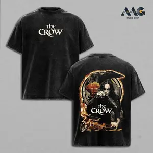 The Crow Brandon Lee Eric Draven High-Quality Cotton T-Shirt, Gothic Horror Graphic Shirt, Oversized Streetwear Merch, Vintage Washed Heavyweight Dark Apparel, Retro Halloween Outfit Tee for Men Women