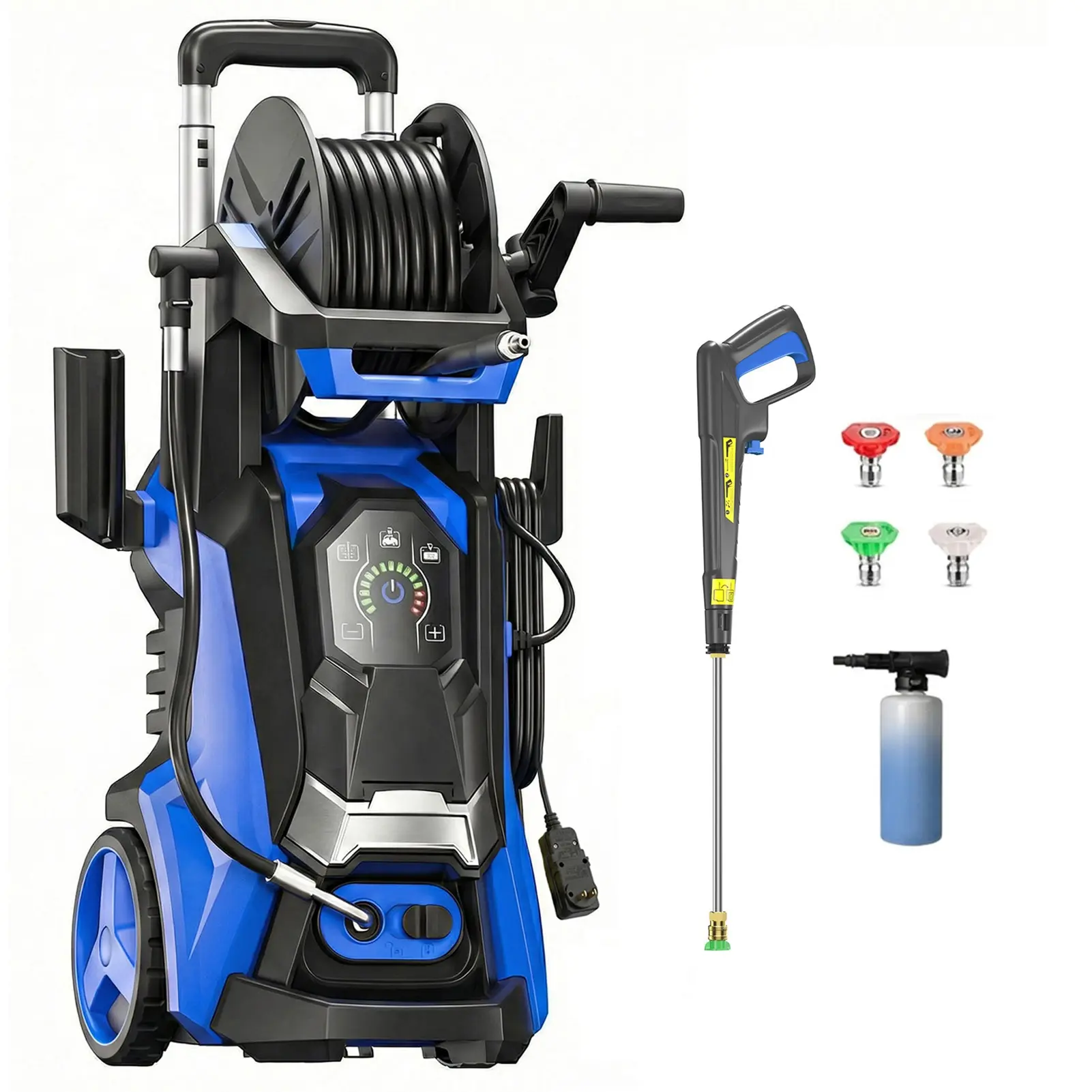 Electric Pressure Washer 5560PSI MAX 3.8GPM, 15 Level Adjustable Touch Screen, Dirt, Grime Removal, Flexible Cleaning, with 4 Spray Nozzle, 500ML Soap Tank, Stainless Steel Lance, Total Stop System for Car Wash, Home, Patio, Outdoor Cleaning