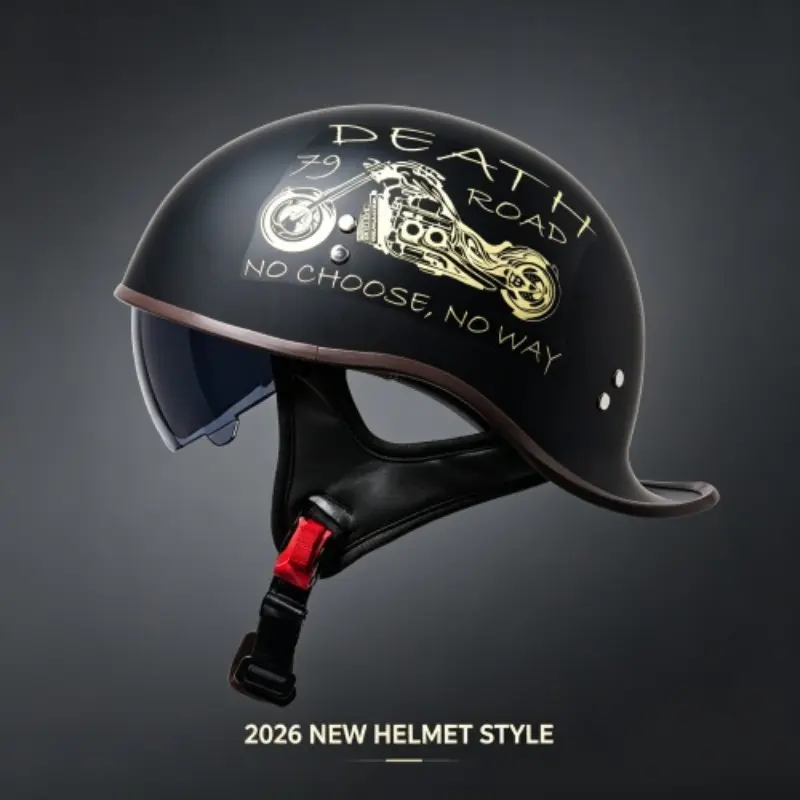 American Retro Motorcycle Half Helmet, Unisex Safety Helmet for All Seasons, Personalized Riding Gear for Electric Bikes and Motorcycles, Personal Touch, Vintage Charm, Unisex Design, Distinctive Graphics, Bikers Helmet