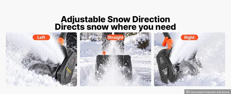 VEVOR Electric Snow Shovel 40V 13.5" Battery-Powered Cordless Snow Blower, for Driveway Patio Deck, Includes 2 x 4Ah Batteries & Charger, 20 ft Throw Distance, 60&deg; Chute, LED Light, Adjustable Handle,toolupgrade
