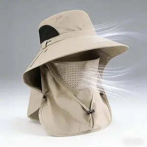 Sun Hats for Men Women Fishing Hat Breathable Wide Brim Bucket Hats Summer UV Protection Safari Hat with Neck Flap Suitable For Outdoor Activities Such As Fishing, Hiking, And Camping.