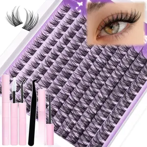 Natural Lash Clusters Kit Wispy Eyelash Clusters CC Curl Cluster Eyelash Extensions Individual Lash Extensions DIY Lash Extension Kit with Lash Bond and Seal and Remover Lash Kit