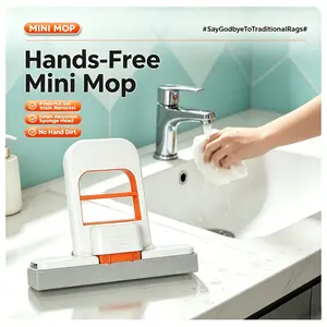Hands-Free Mini Mop, Replaceable Sponge Head, Instant Absorption for Bathroom & Kitchen Home Cleaning Supplies