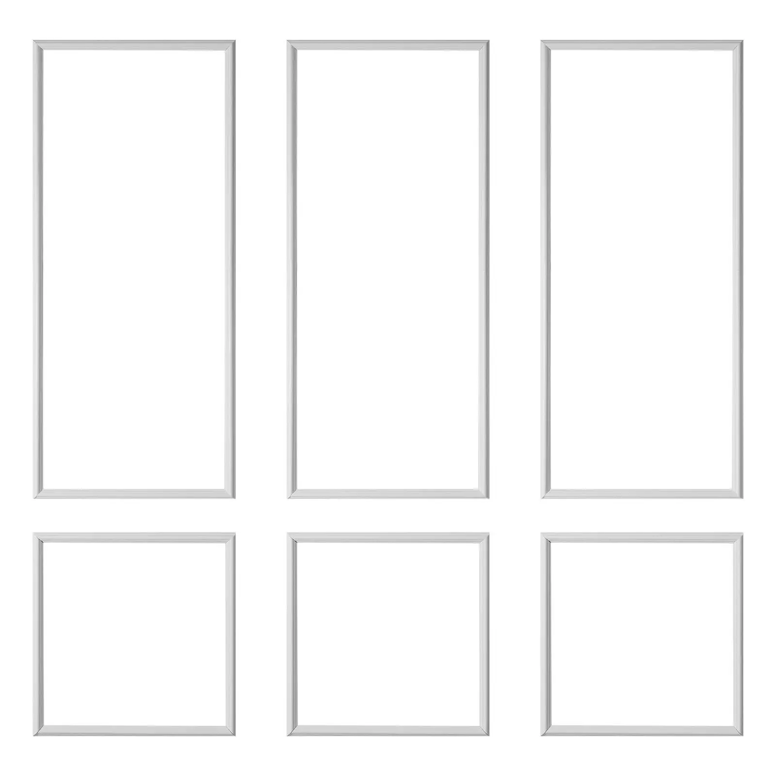 VEVOR 3-Sets Wall Molding Wainscoting Panels Kit for Bedroom & Living Room, Renters' DIY Effortless Customization (24x54 in, 24x24 in, Lightweight Paintable Polystyrene, White, Contemporary Modern)