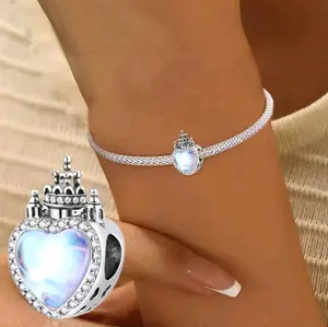 Heidy Claddy Glow in the Dark Firefly Charm, 925 Sterling Silver, Heart-Shaped Design with Sparkling Accents