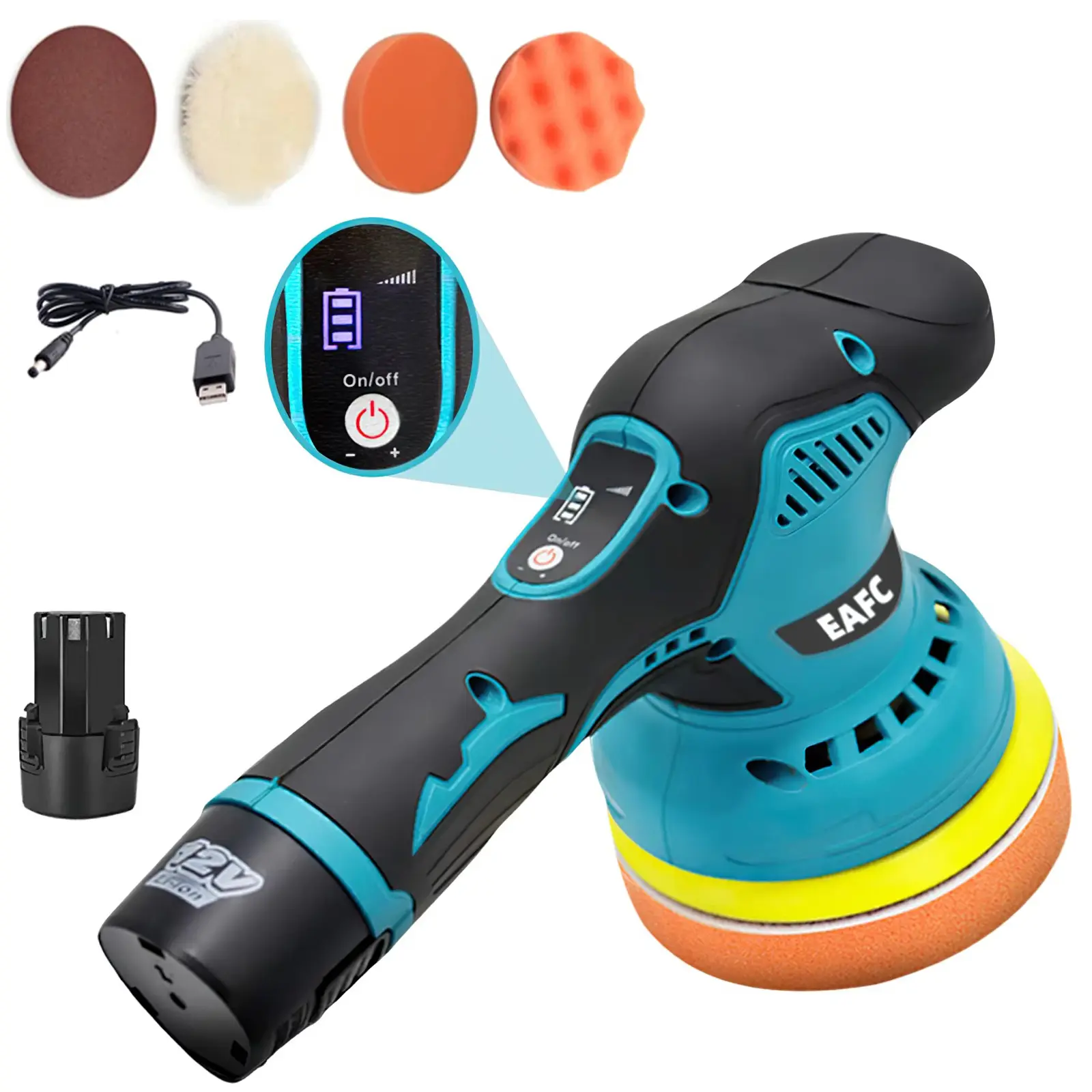 EAFC Polishing Machine For Car 12V Cordless Polisher 8 Gears 380W ...