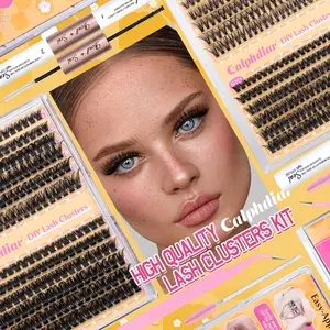 Calphdiar DIY Lash Extension Kit Wispy Eyelash Extension Kit D Curvature Lash Clusters Kit 8-16mm 474pcs Lashes Extension Kit with Lash Bond and Seal, Lash...