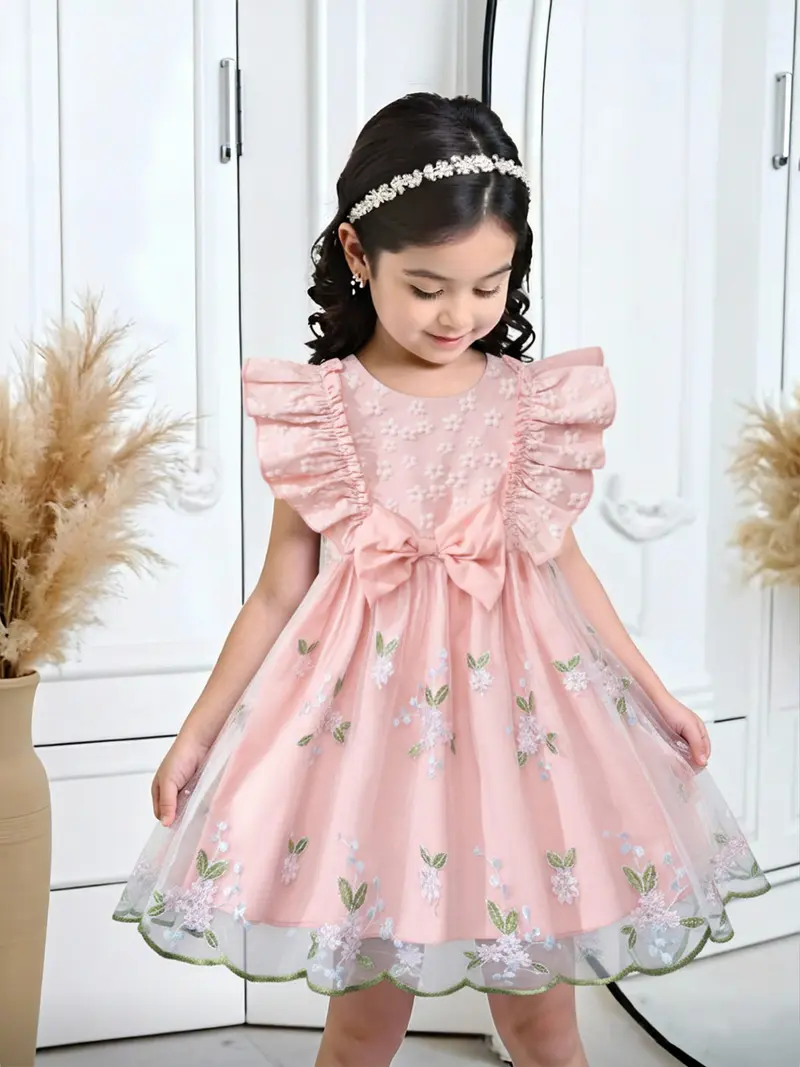 2t birthday dress Pink Rose Flower Girl Dress with Black Tulle Toddler Birthday D134 Black / child-8