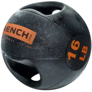 French Fitness Dual Grip Medicine Ball w/Handles 16 lb (New)