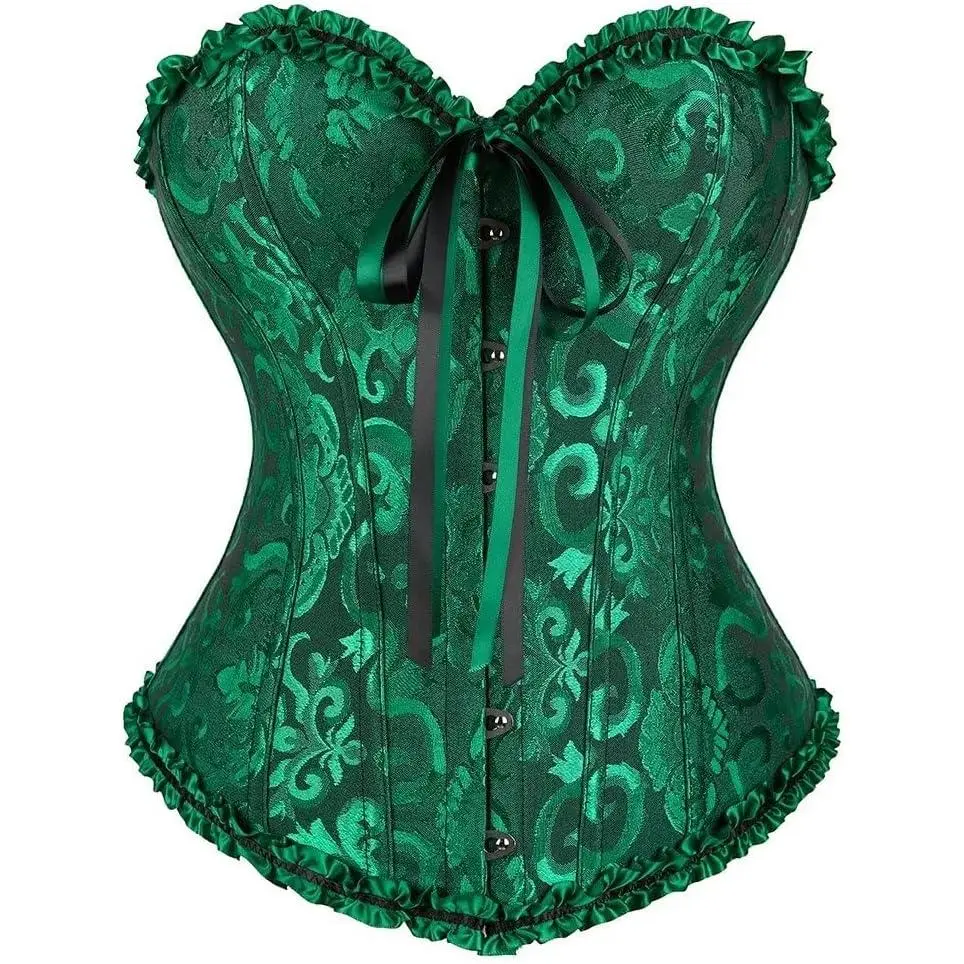 Corset Top Bustier Lingerie for Women Zipper Front Flower Sexy
