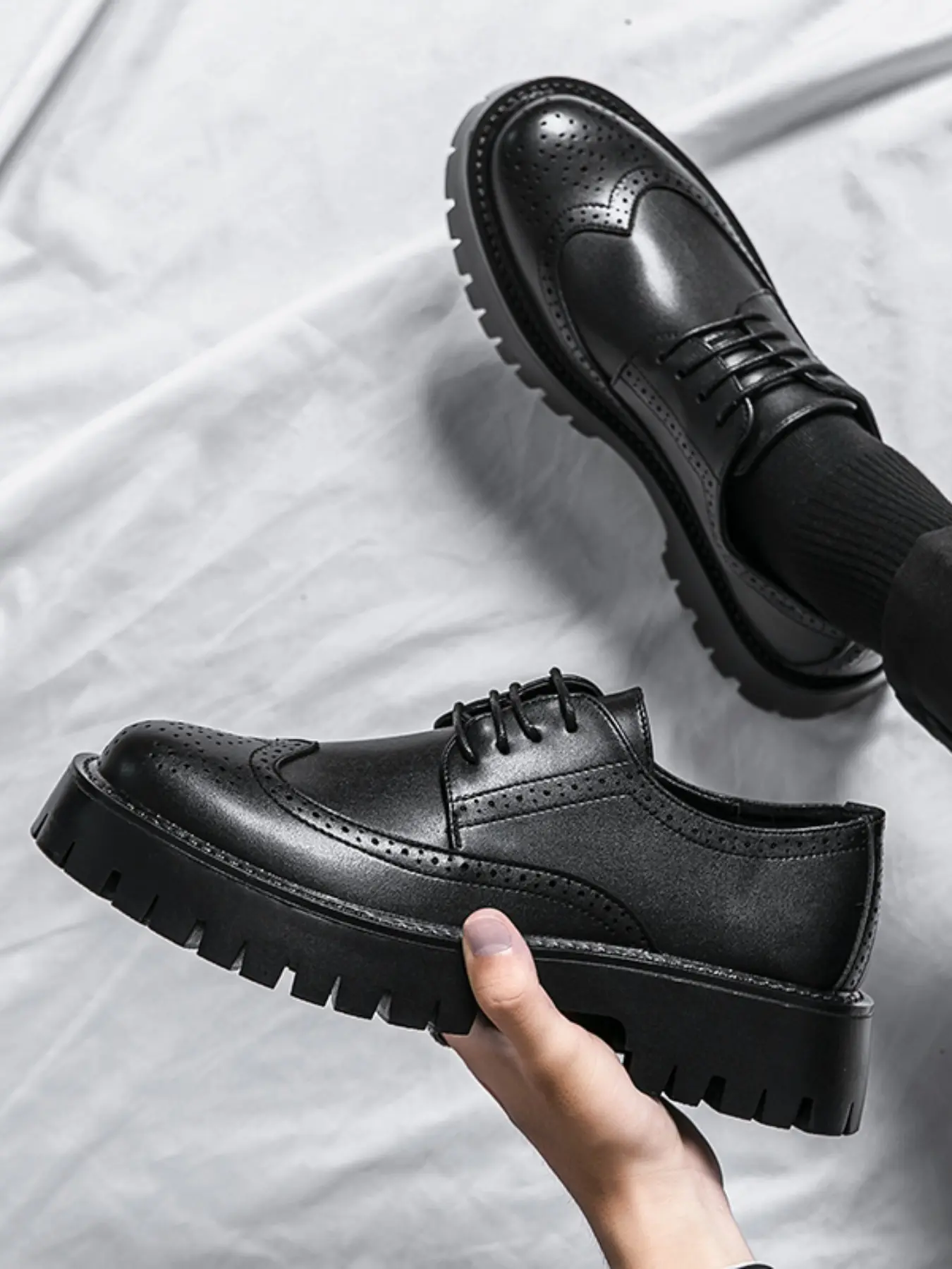 Men's Classic Block Heel Elevator Shoes, Casual Fashion Party Business Formal Wear, Comfortable and Stylish Footwear