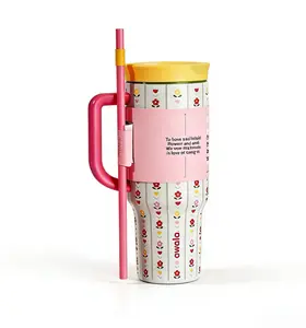 Owala 40oz Small Floral Stainless Steel Inner Lining Insulated Hot and Cold Cup 2-in-1 Straw Cup for Indoor and Outdoor Use