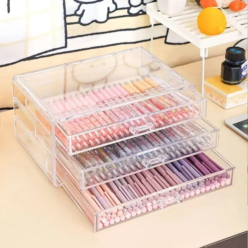 Large Capacity Drawer Storage Box, Ideal for Pens, Pencils, Markers, Tape, Cosmetics, Jewelry, Office Desk and Vanity Organizer, Clear Organizer, Desk Organizers, Office Accessories