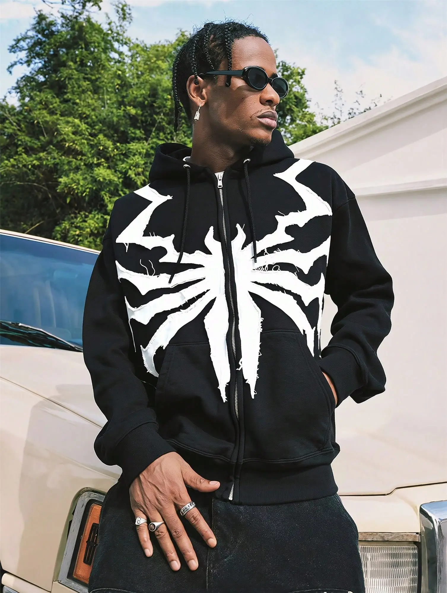 American Gothic Spider Patch Cloth Embroidered Hoodie Y2K Zipper American Gothic Spider Patch Cloth Embroidered Hoodie Y2K Zipper
