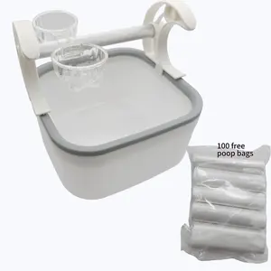 Bird Desktop Training Stand Perch- Multi-Function Bird Toilet with Play Perch & Feeder Bowls, Food Grade Plastic with 100 Disposable Bags for Parakeets, Cockatiels, Sun Conure (6.3”x6.3")