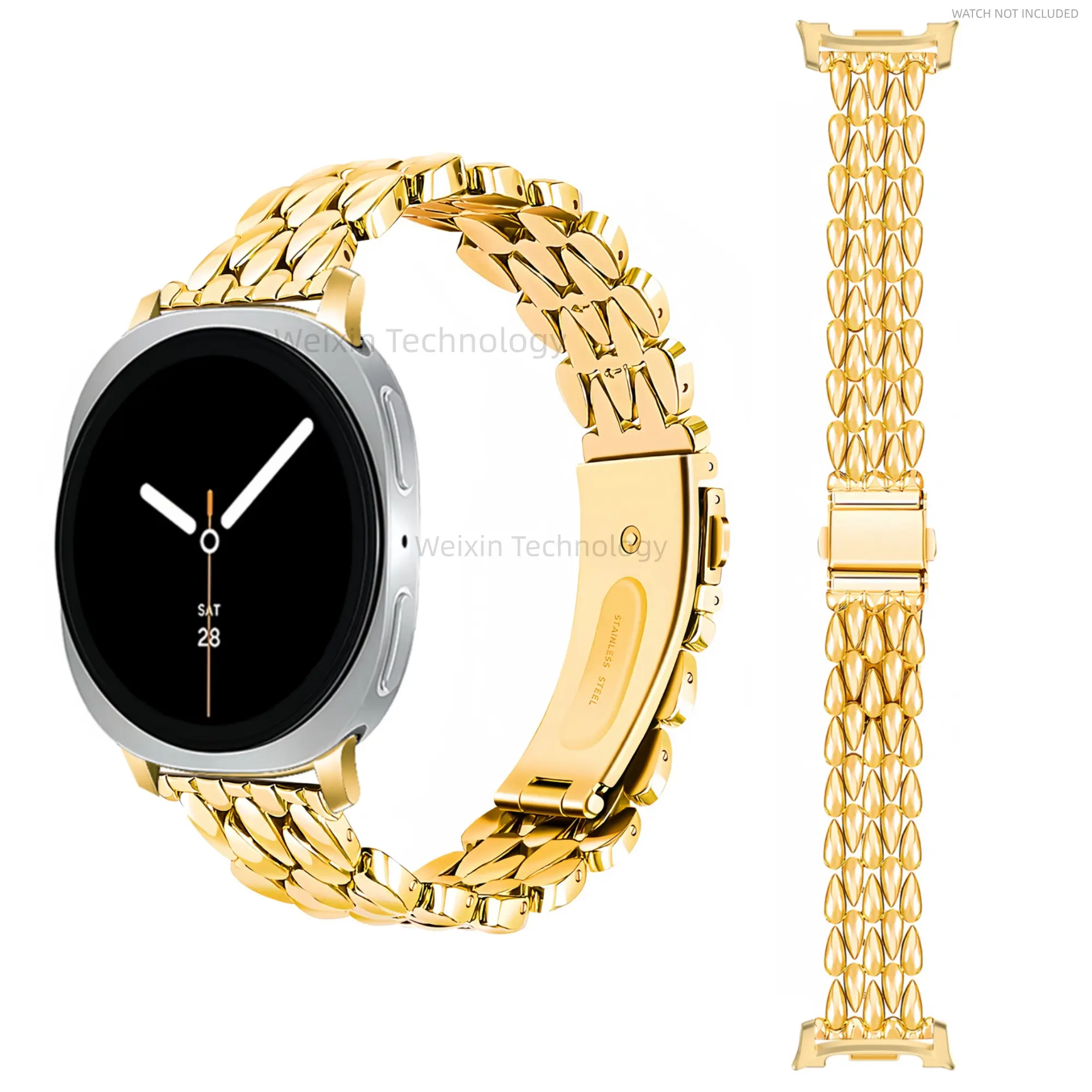 Elegant Silver Color Metal Band for Galaxy Watch 8/8 Classic, Luxury Designer Bracelet, Stylish Women's Stainless Steel Smart Watch Strap 40mm