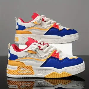 2026 Viral Color-Block Chunky Sneakers, Breathable Mesh Streetwear Shoes, Height-Boosting Unisex Casual Trainers