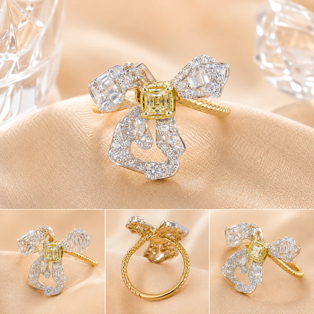 18K Gold Lab Diamond Bow Ring 18K Gold Lab Diamond Bow Ring