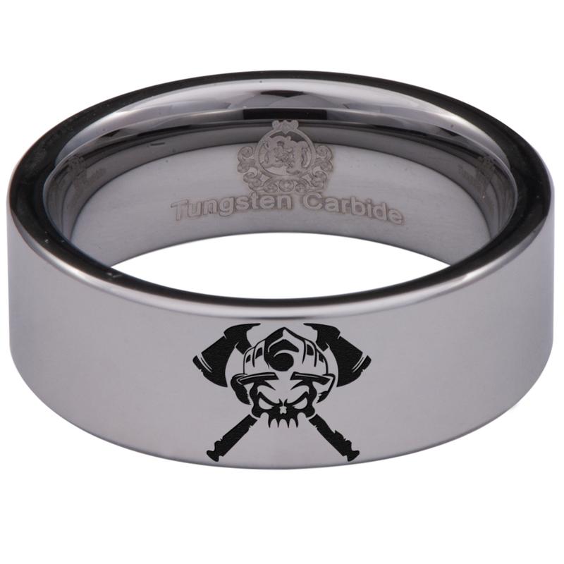 Firefighter Skull Tungsten Carbide Ring