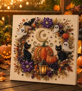 Halloween Ghost Pearl Art DIY Kit, Spooky Cute 3D Diamond Painting Crafts, DIY Fall Home Decor Wall Art, Beginner DIY Seasonal Party Gift