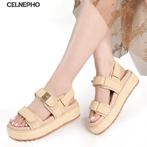 CELNEPHO Womens Woven Raffia Platform Sandals Adjustable Double Strap Open Round Toe Easy Slip on Espadrille Slides Comfortable Casual Beach Vacation Walking Trendy All Day Wear Summer Dress Shoes